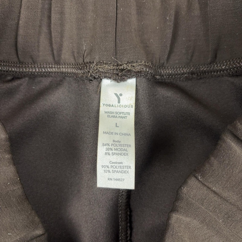 Yogalicious Pants Womens Large Brown Elara Cropped Wide Leg Elastic Waist Yoga - Picture 6 of 8